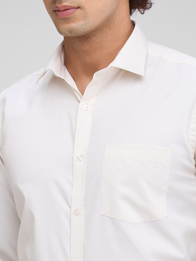 Park Avenue White Structure Slim Fit Full Sleeve Cotton Blend Shirt