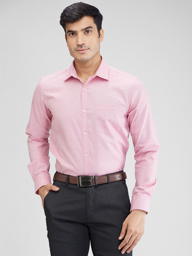 Park Avenue Pink Structure Slim Fit Full Sleeve Cotton Blend Shirt