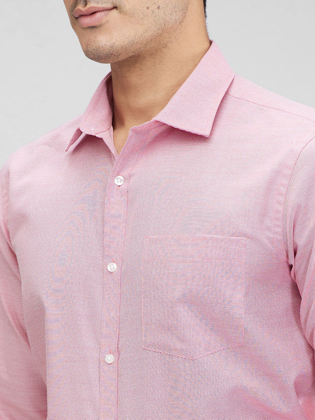 Park Avenue Pink Structure Slim Fit Full Sleeve Cotton Blend Shirt