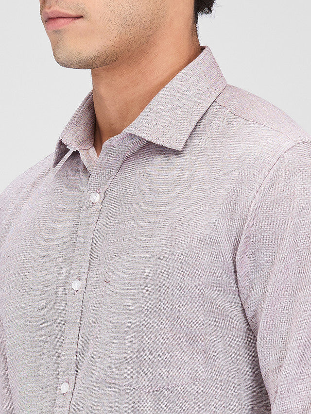 Park Avenue Maroon Structure Slim Fit Cotton Blend Formal Shirt