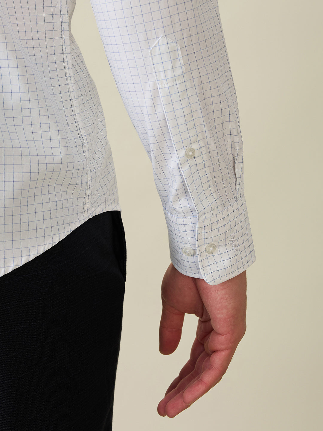 Park Avenue Men Blue Checks Slim Fit Cotton Blend Formal Shirt