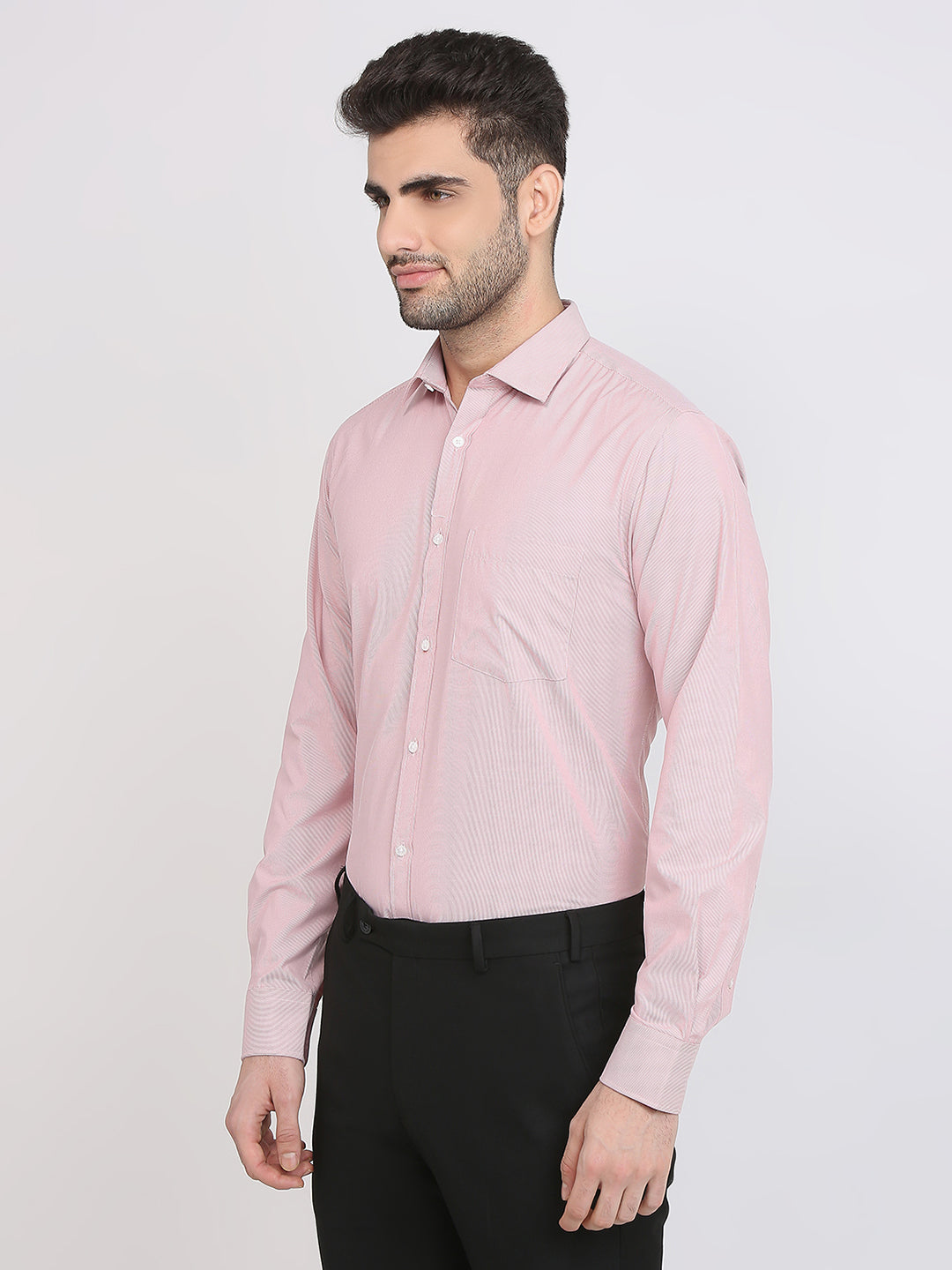Park Avenue Men Orange Structure Slim Fit Cotton Blend Formal Shirt