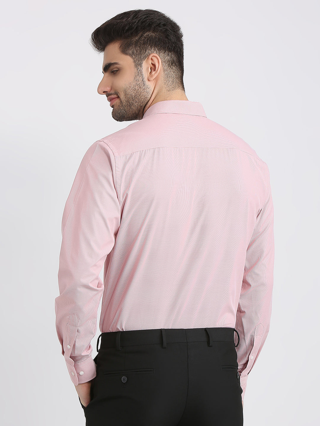 Park Avenue Men Orange Structure Slim Fit Cotton Blend Formal Shirt