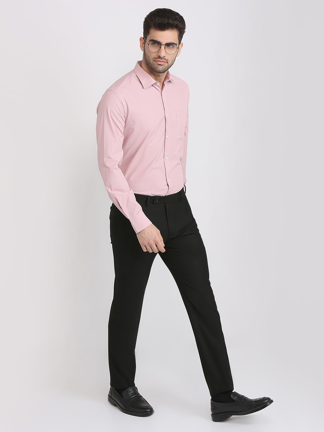 Park Avenue Men Orange Structure Slim Fit Cotton Blend Formal Shirt