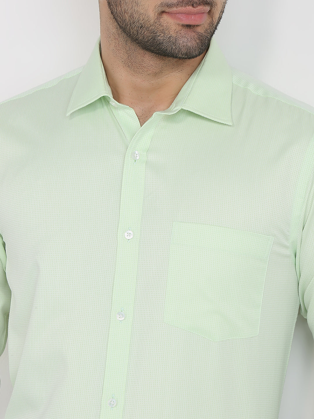 Park Avenue Men Green Structure Slim Fit Cotton Blend Formal Shirt