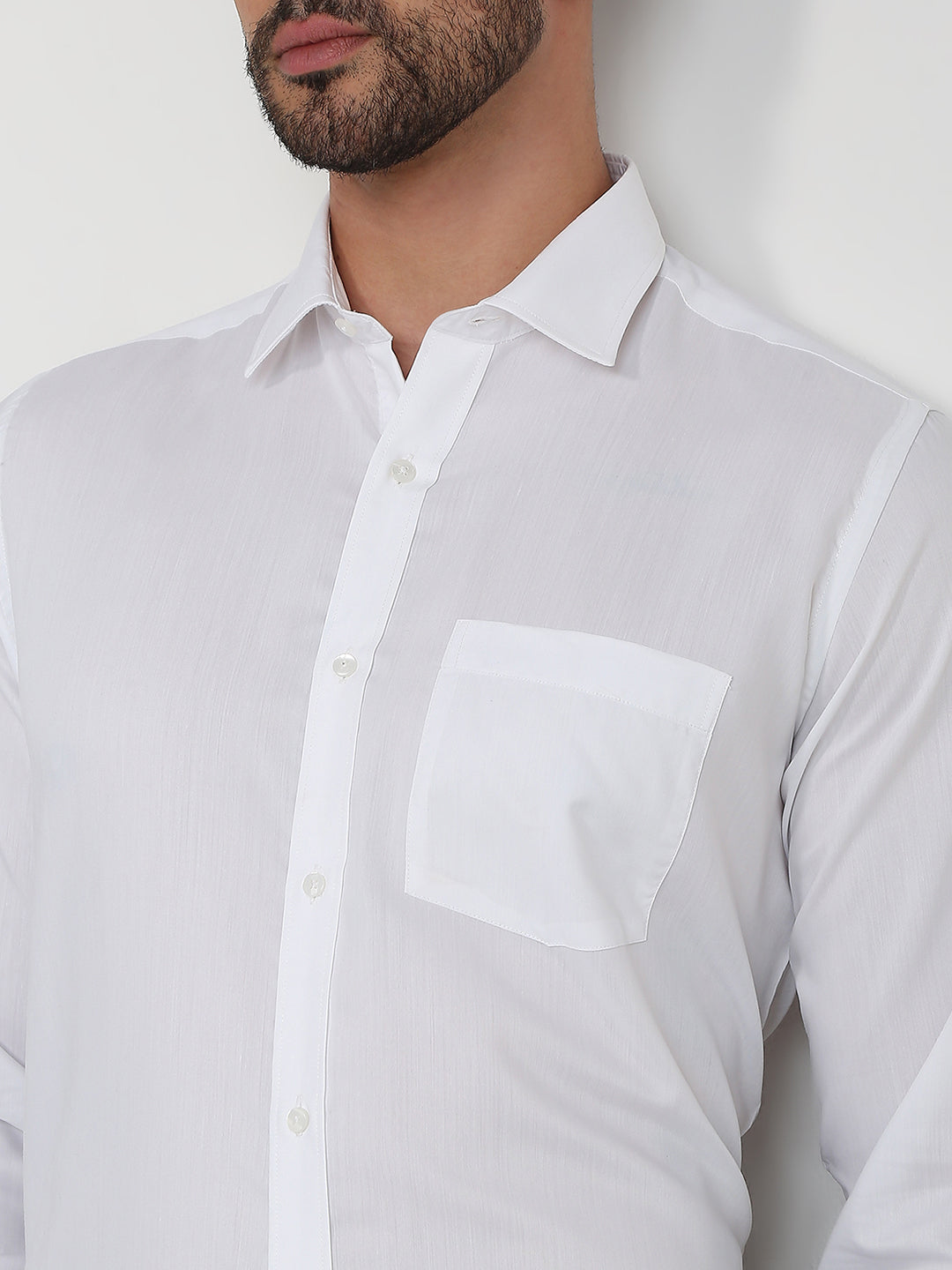 Park Avenue Men White Structure Slim Fit Cotton Blend Formal Shirt