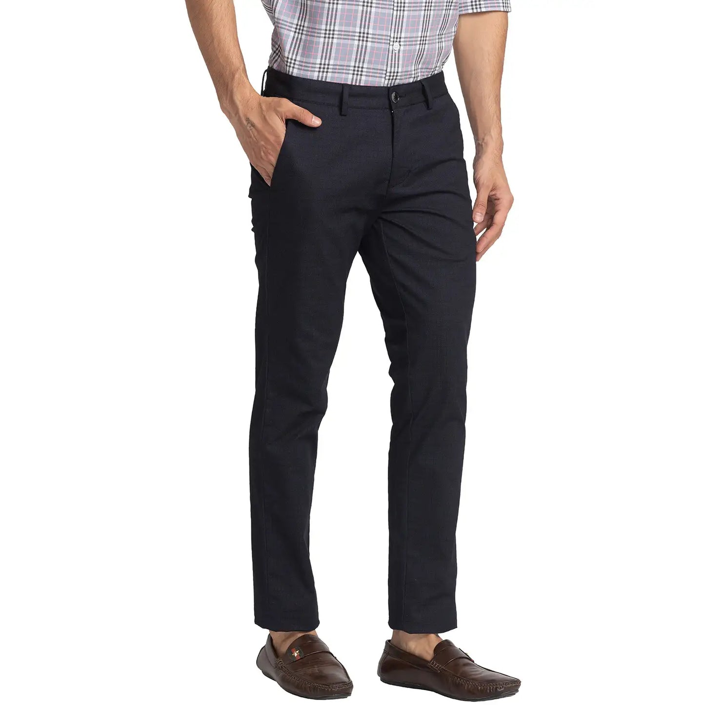 Men Black Neo Classic Fit Print Cotton Blend Trouser