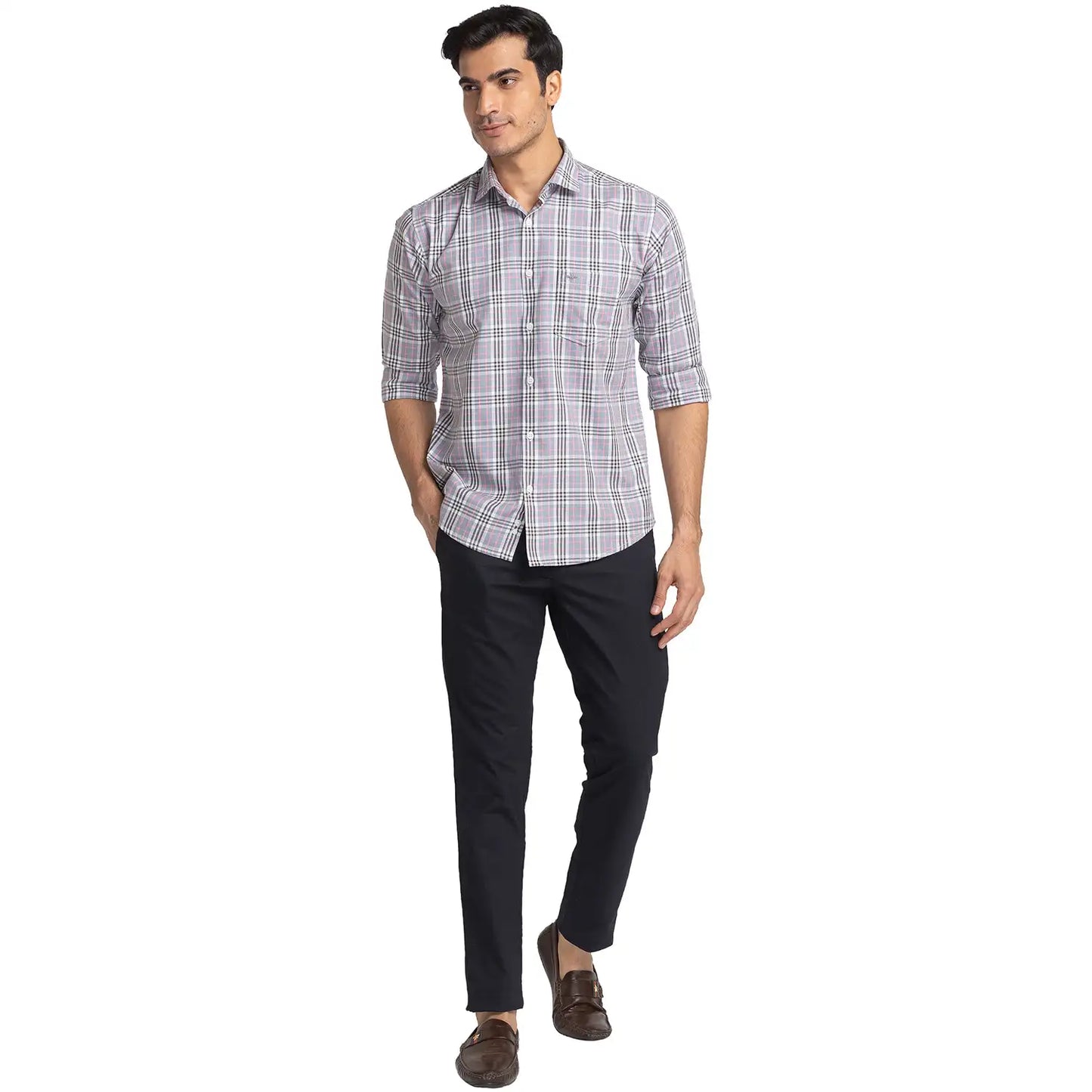 Men Black Neo Classic Fit Print Cotton Blend Trouser