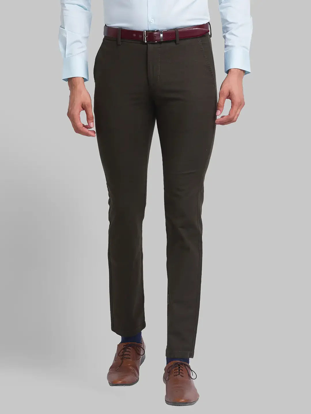 Men Green Neo Classic Fit Solid Cotton Blend Trouser