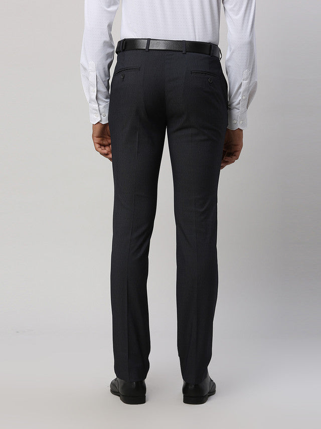 Park Avenue Men Grey Self Design Super Slim Fit Trouser