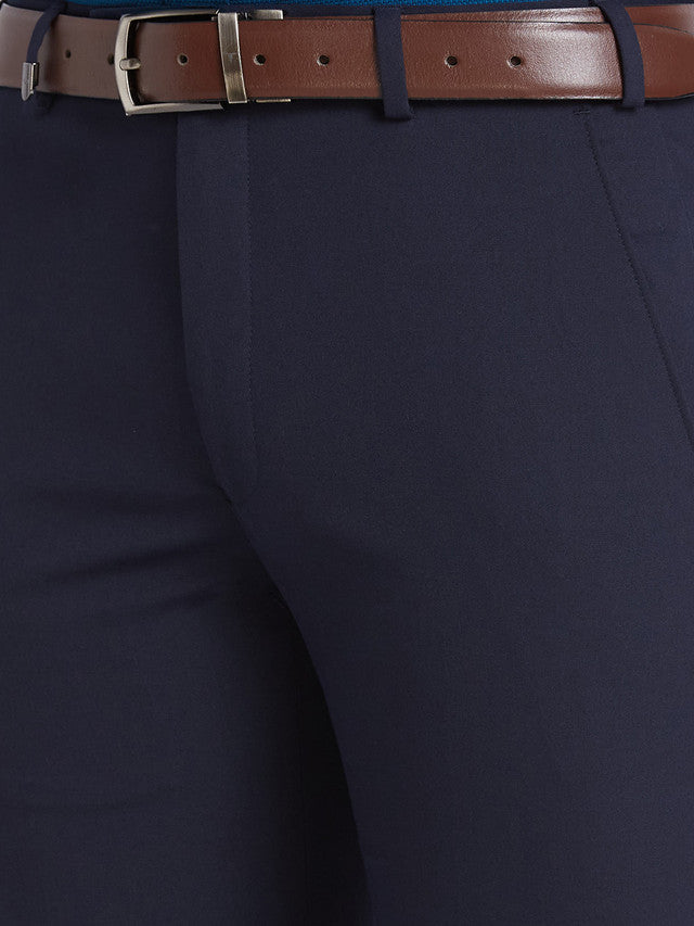 Park Avenue Men Blue Solid Super Slim Fit Trouser