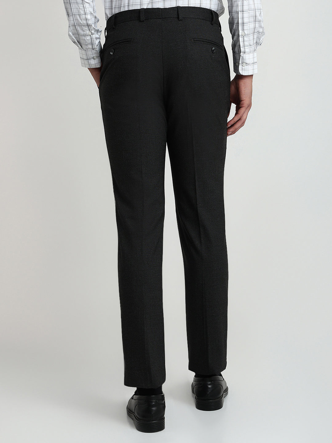 Park Avenue Men Black Solid Slim Fit Polyester Blend Trouser