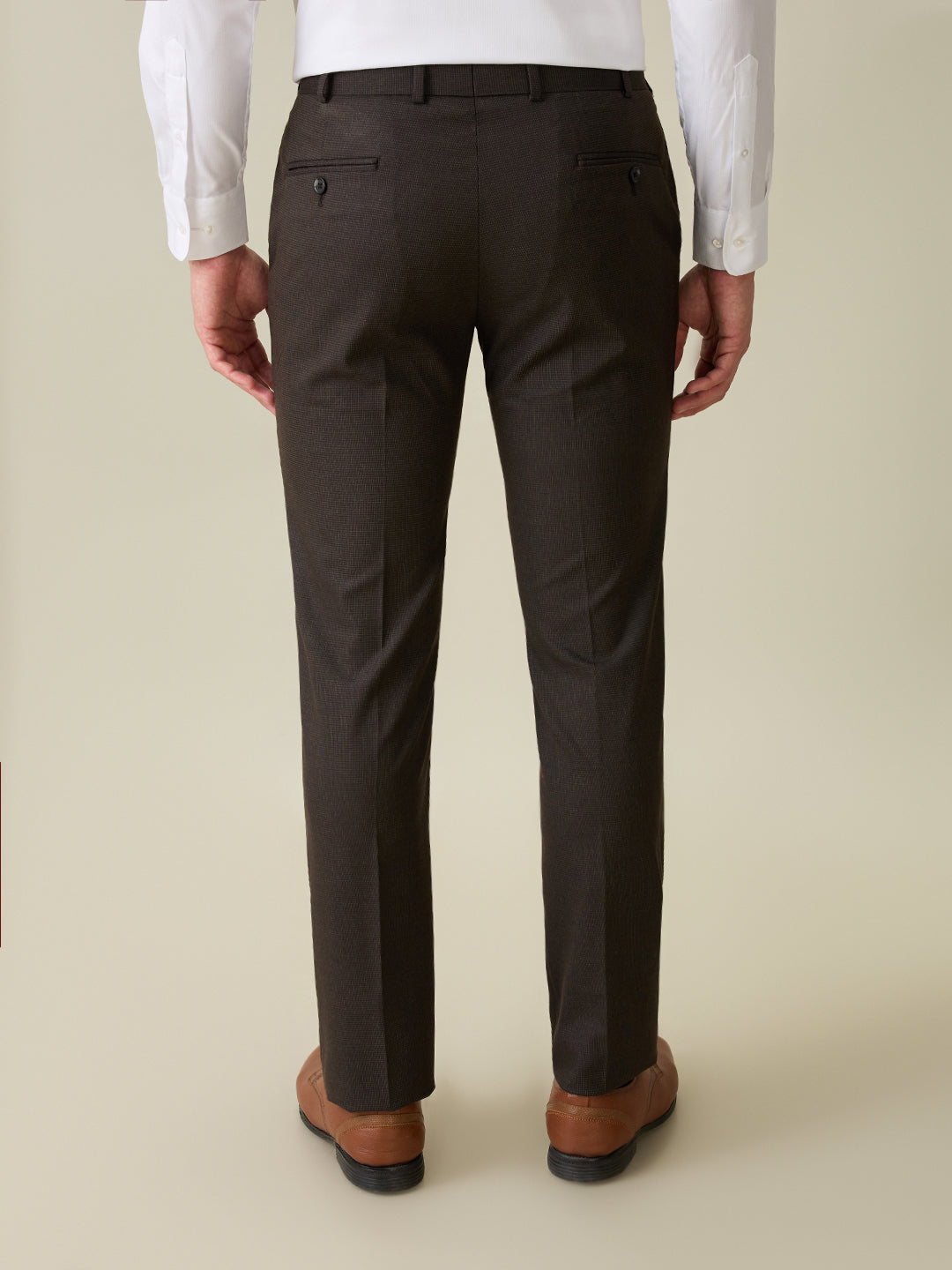 Park Avenue Men Brown Solid Slim Fit Polyester Blend Trouser