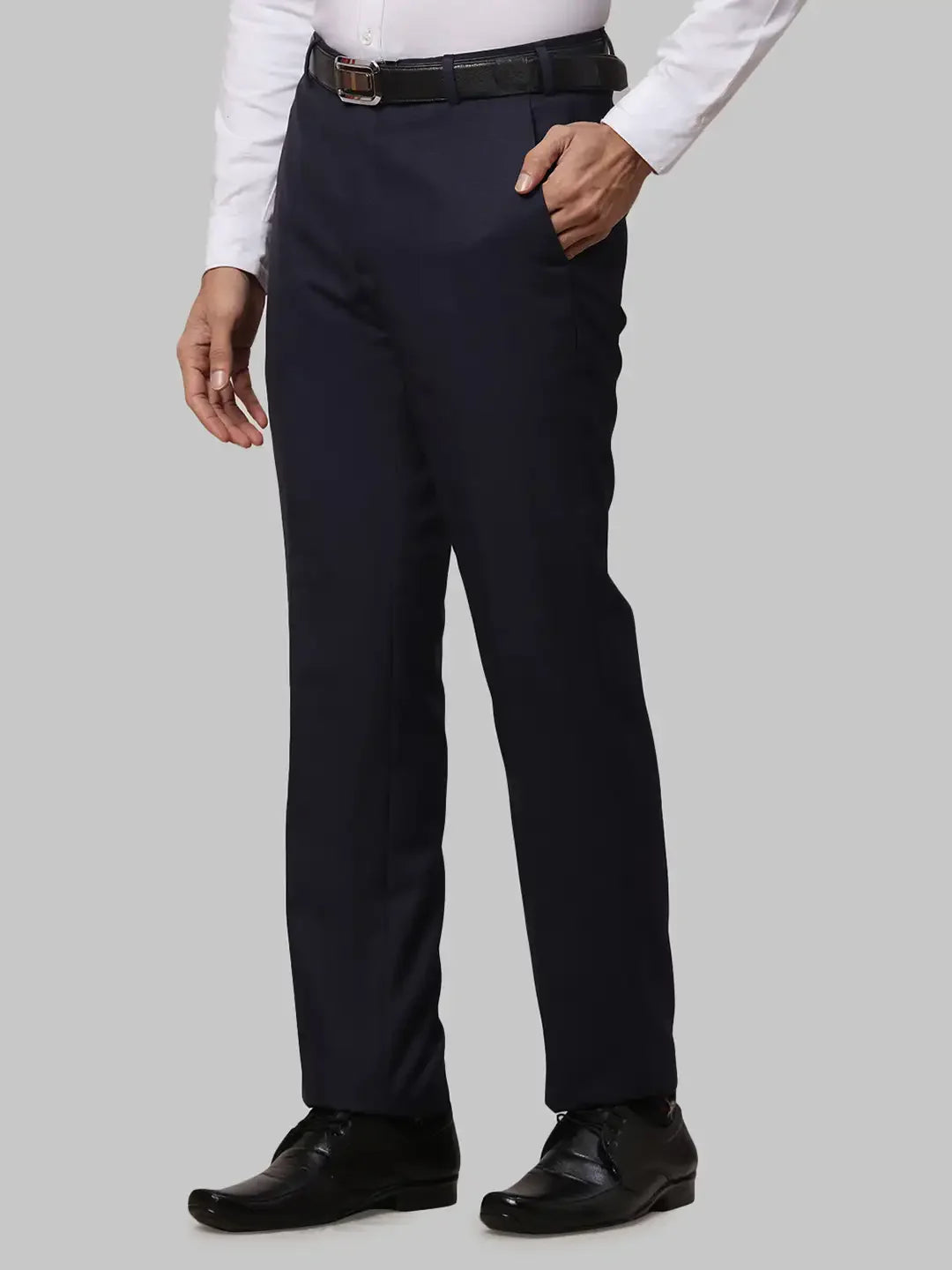 Men Blue Smart Fit Checks Polyester Blend Trouser