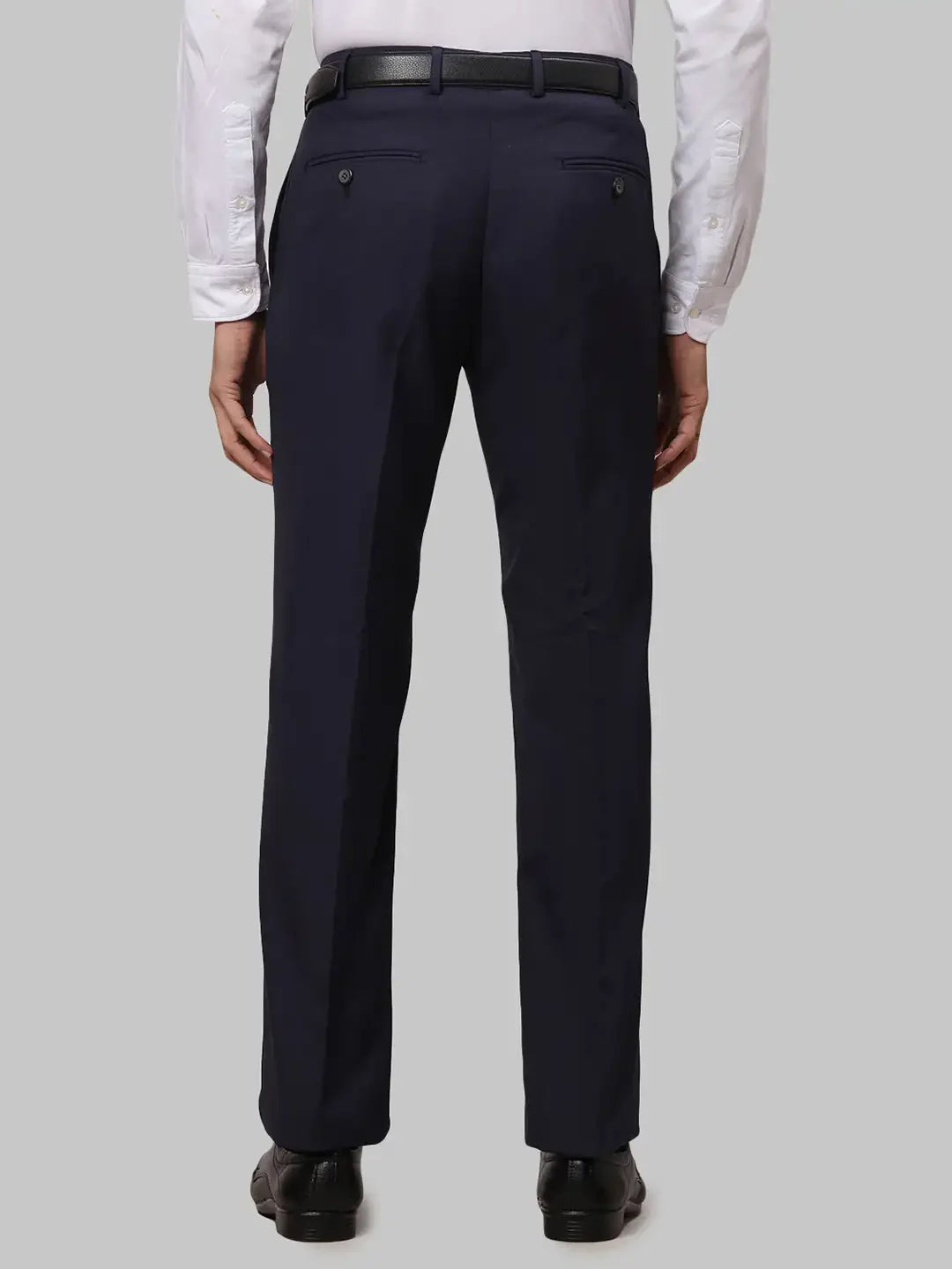 Men Blue Smart Fit Checks Polyester Blend Trouser