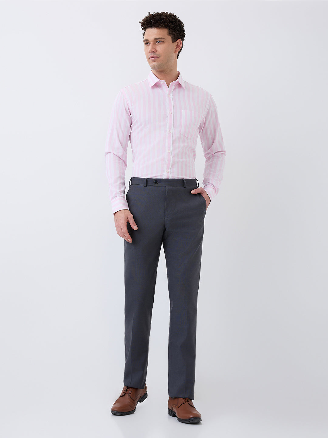 Park Avenue Men Blue Structure Smart Fit Polyester Blend Trouser