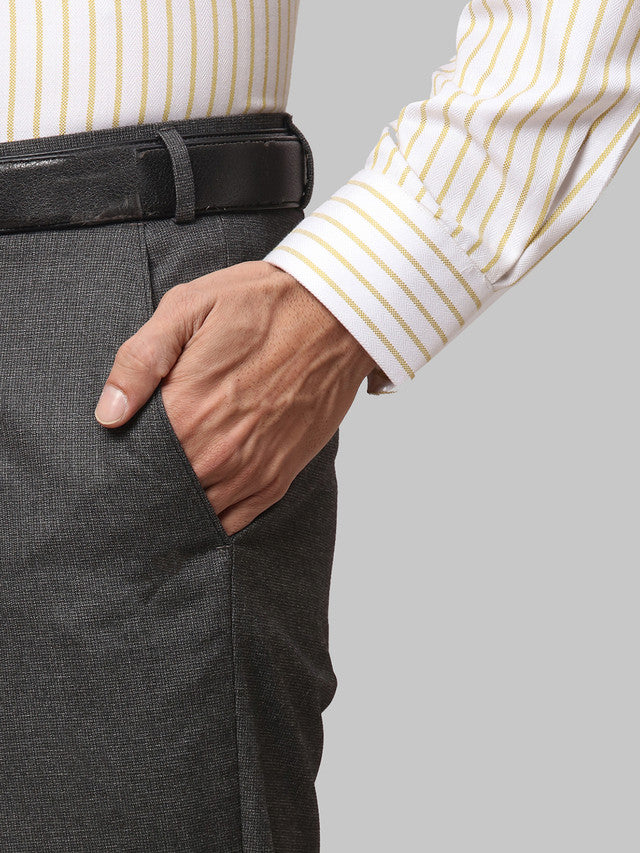 Park Avenue Grey Structure Smart Fit Polyester Blend Trouser