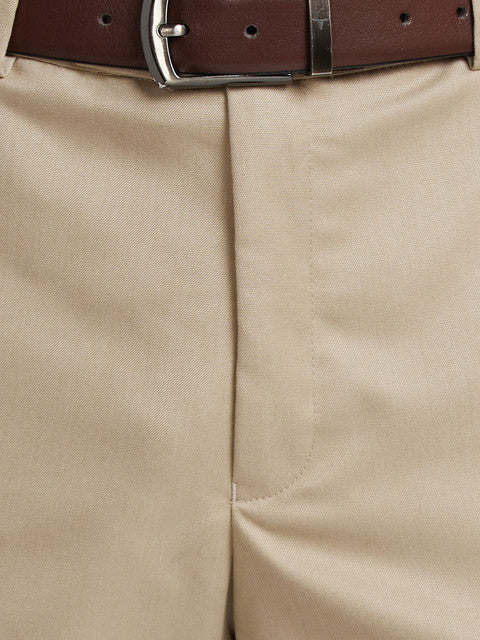Park Avenue Men Brown Plain Smart Fit Polyester Blend Trouser