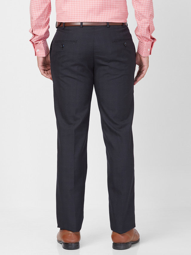 Park Avenue Men Blue Structure Smart Fit Polyester Blend Trouser