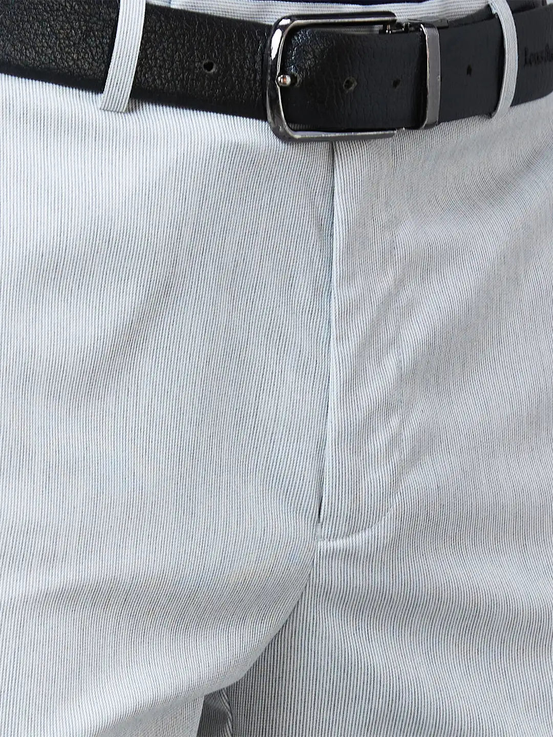 Park Avenue Men Grey Stripe Smart Fit Polyester Blend Trouser