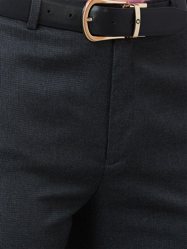 Park Avenue Grey Structure Smart Fit Polyester Blend Trouser