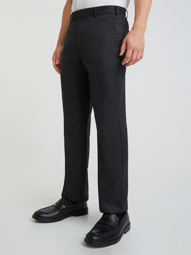 Park Avenue Grey Structure Regular Fit Polyester Blend Trouser