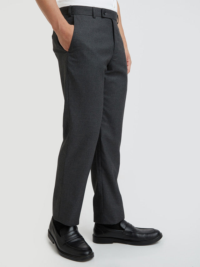 Park Avenue Grey Structure Regular Fit Polyester Blend Trouser