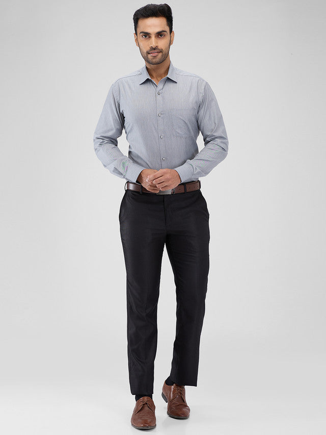 Park Avenue Black Solid Regular Fit Polyester Blend Trouser