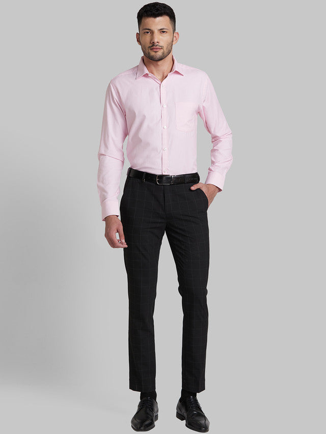 Park Avenue Men Black Checkered Super Slim Fit Trouser