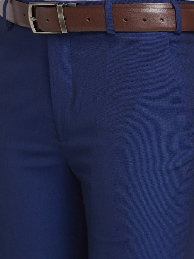 Park Avenue Men Blue Self Design Super Slim Fit Trouser