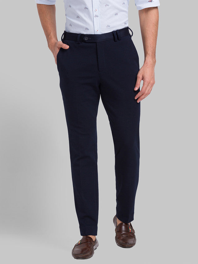 Park Avenue Men Blue Solid Super Slim Fit Trouser