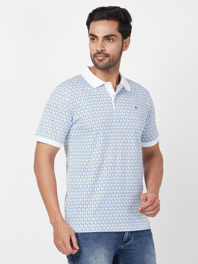 Raymond Blue Printed Modern Fit Cotton T-Shirt