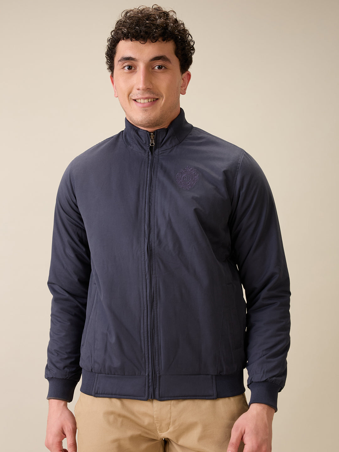 Raymond Men Grey Contemporary Fit Polyester Jacket