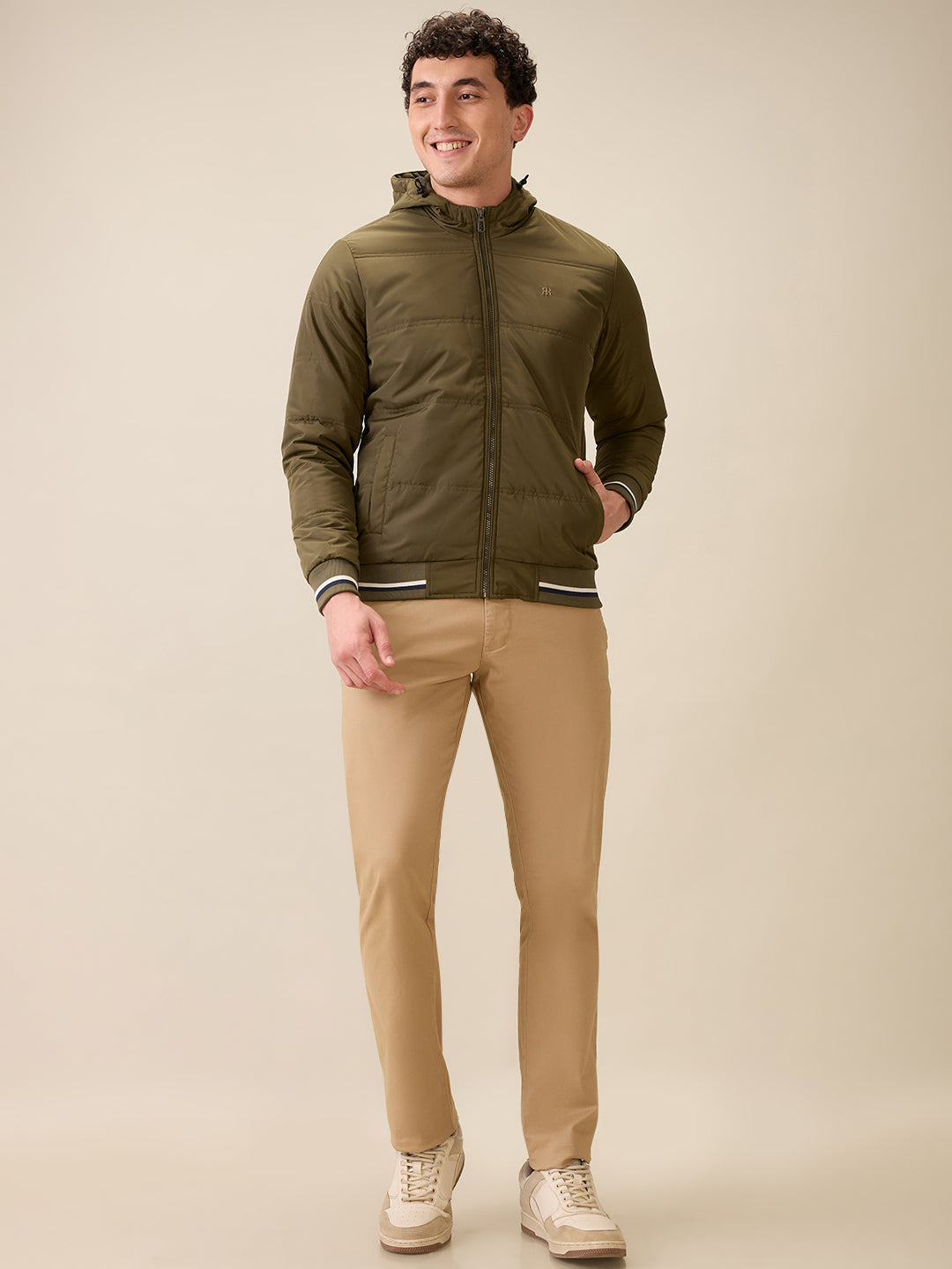 Raymond Men Green Solid Regular Fit Polyester Full Sleeve Jacket