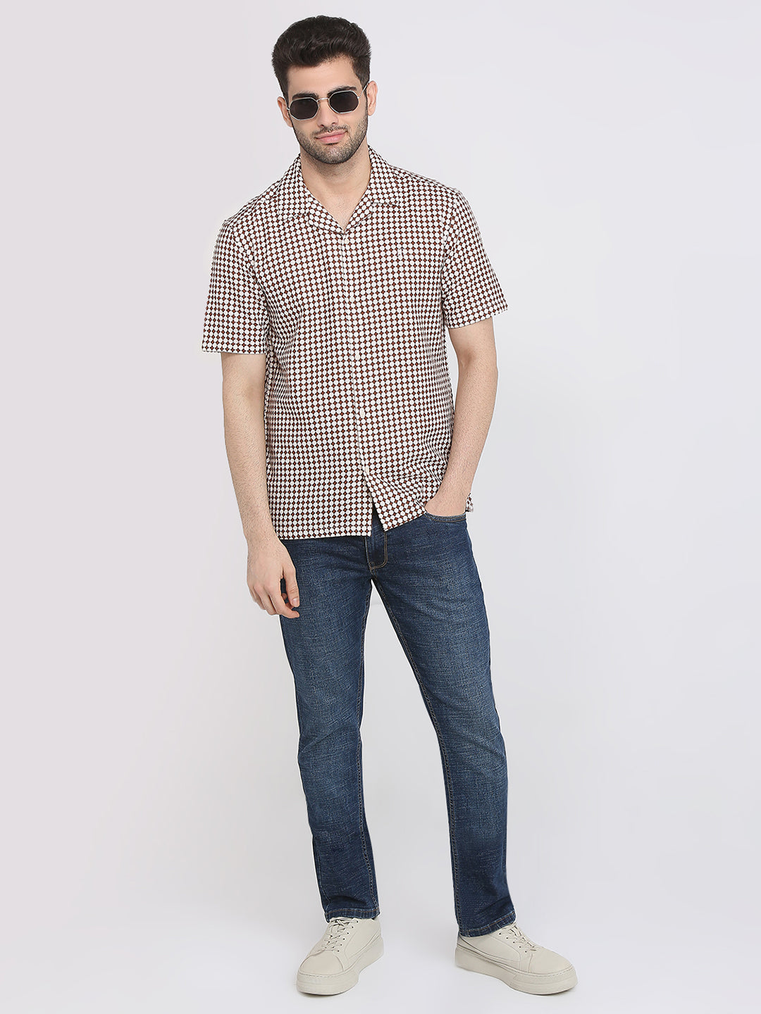 Raymond Men Brown Printed Regular Fit Cotton Casual Shirt