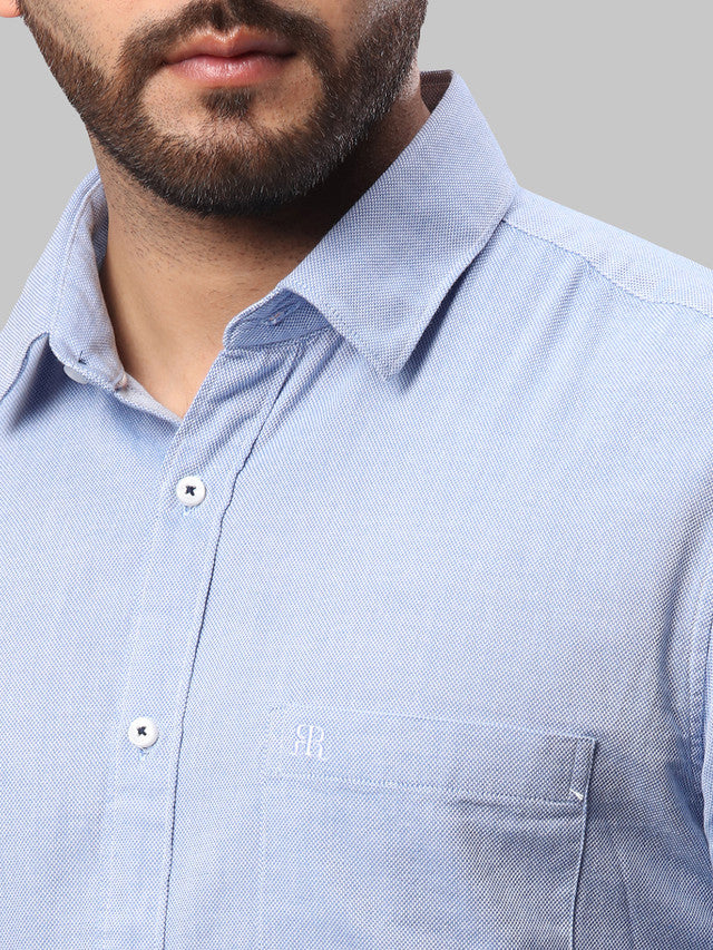 Raymond Blue Structure Slim Fit Full Sleeve Cotton Shirt