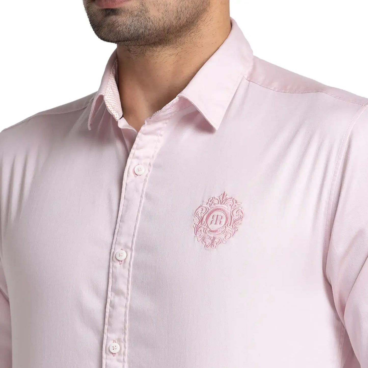 Raymond Men Pink Solid Slim Fit Cotton Blend Casual Shirt