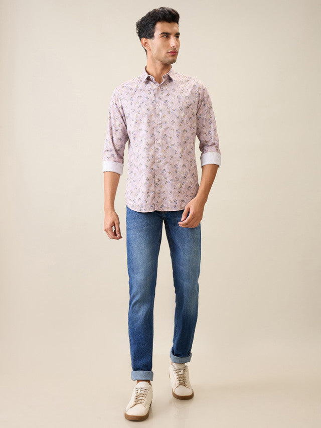 Raymond Men Purple Solid Slim Fit Cotton Casual Shirt