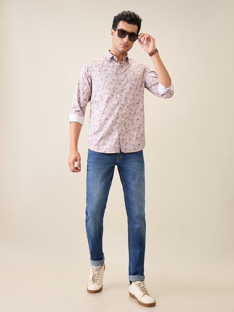 Raymond Men Purple Solid Slim Fit Cotton Casual Shirt