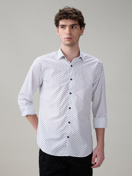 Raymond Men Brown Printed Slim Fit Cotton Full Sleeve Casual Shirt