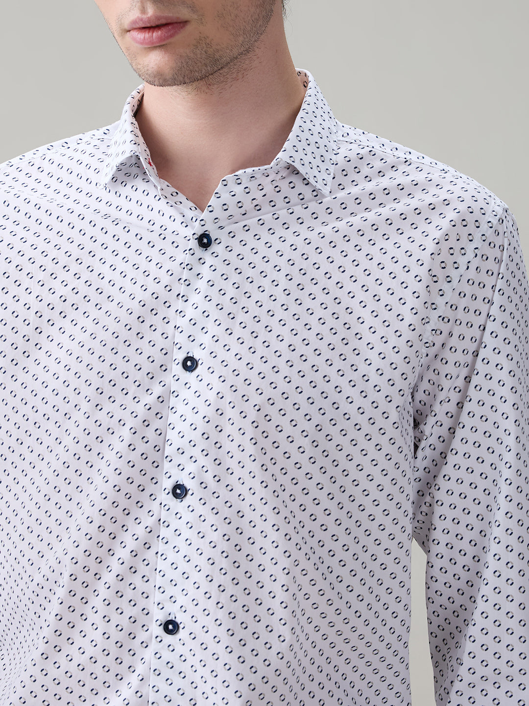 Raymond Men Brown Printed Slim Fit Cotton Full Sleeve Casual Shirt