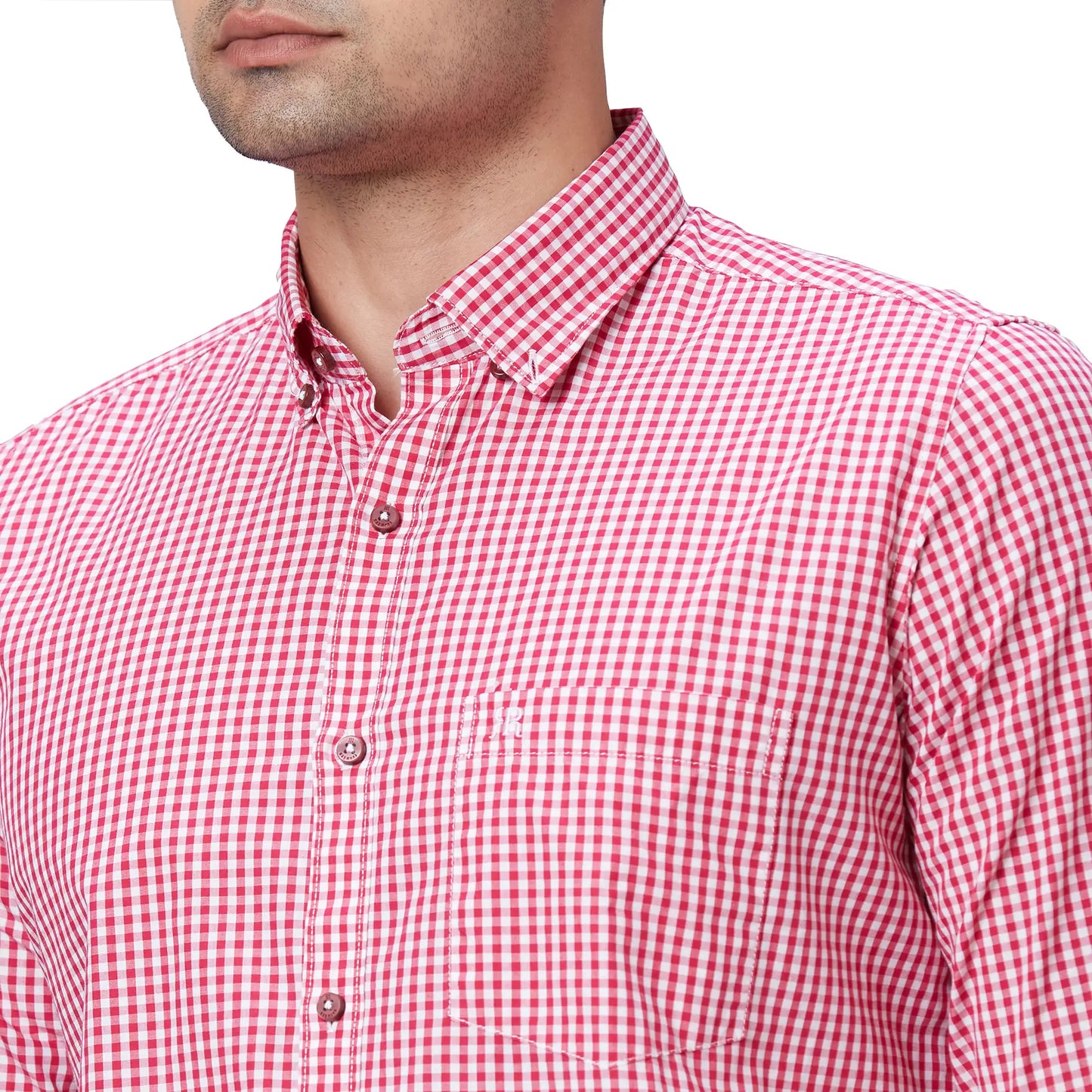 Men Red Contemporary Fit Checks Cotton Regular Collar Shirts