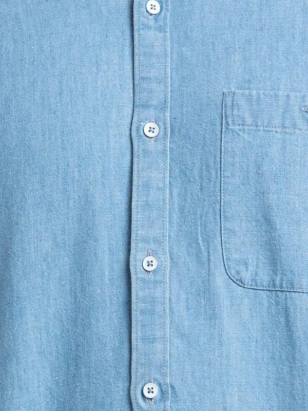 Men Blue Contemporary Fit Solid Cotton Shirts