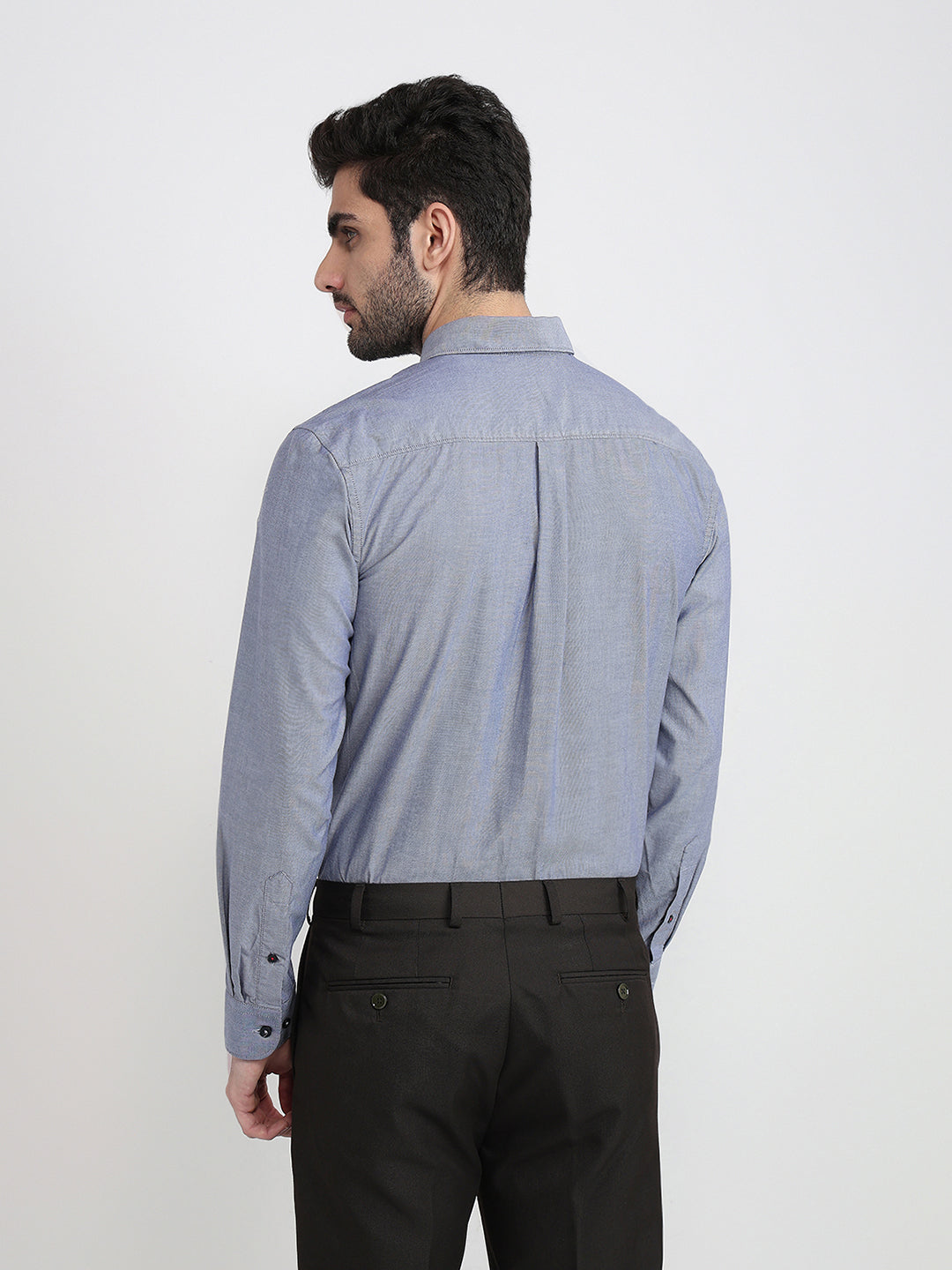 Raymond Men Blue Structure Regular Fit Cotton Full Sleeve Casual Shirt