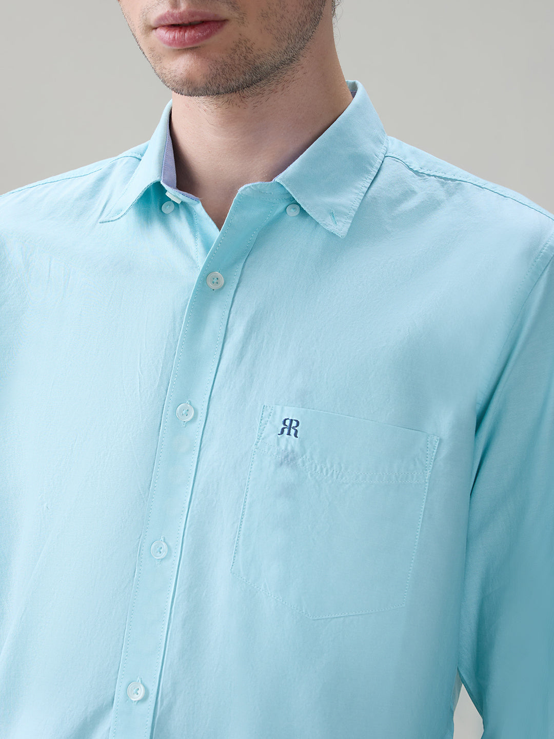 Raymond Men Blue Structure Regular Fit Cotton Full Sleeve Casual Shirt