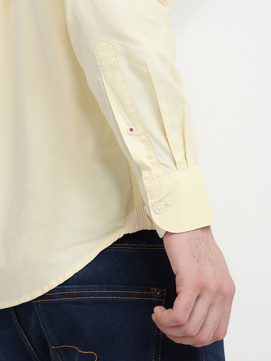 Raymond Men Yellow Structure Regular Fit Cotton Full Sleeve Casual Shirt