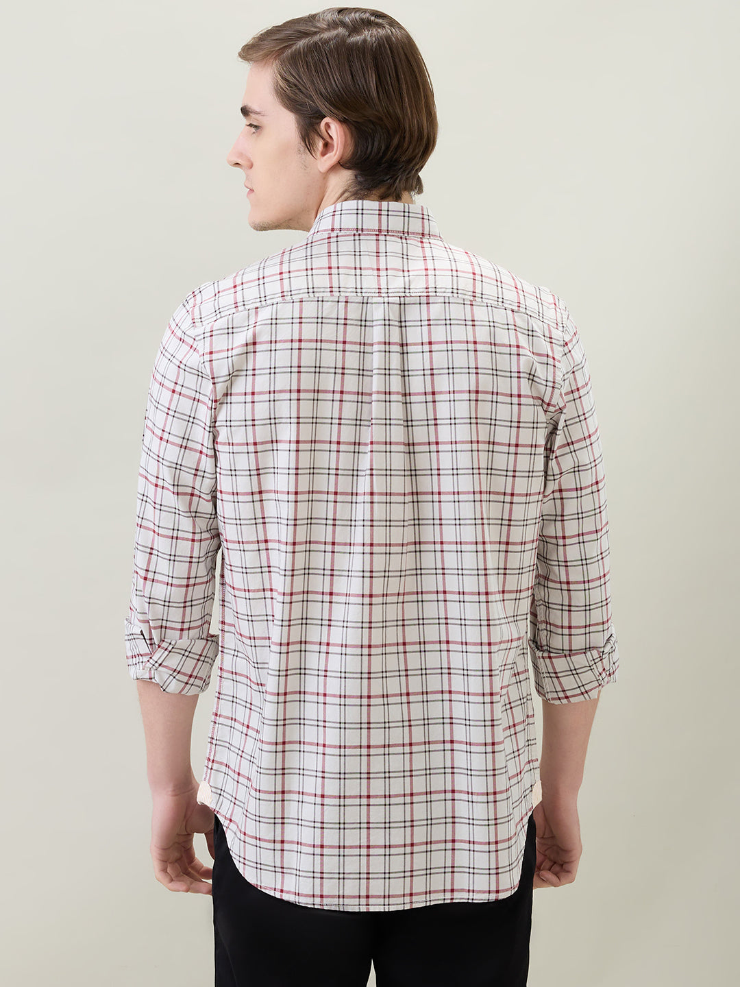 Raymond Men Brown Checks Regular Fit Cotton Full Sleeve Casual Shirt