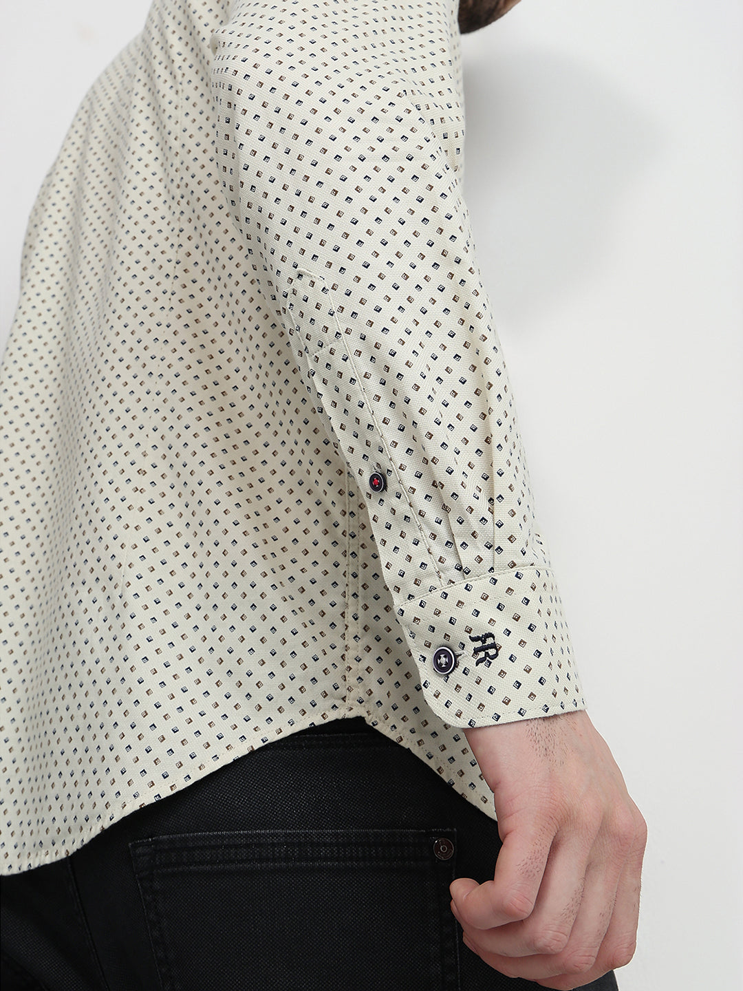 Raymond Men Yellow Printed Regular Fit Cotton Full Sleeve Regular Collar Casual Shirt