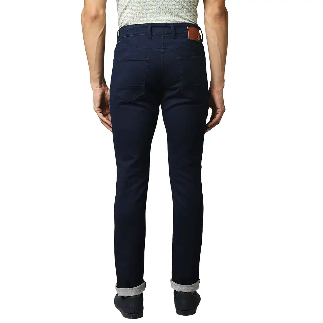 Men Blue Slim Fit Solid Cotton Blend Jeans