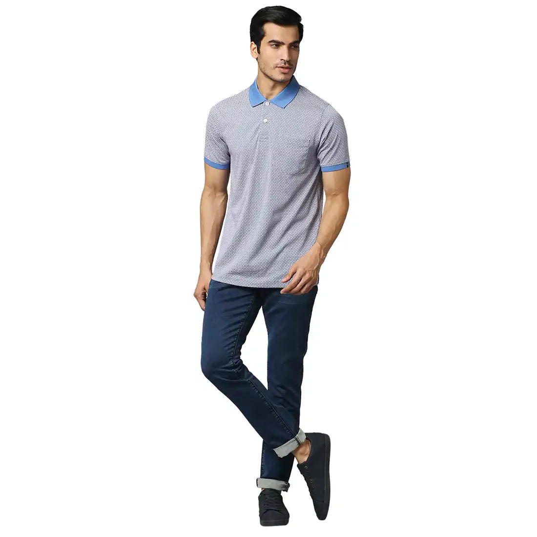 Men Blue Slim Fit Solid Cotton Blend Jeans